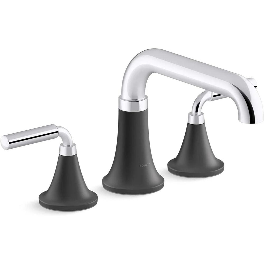 Kohler T27417-4-CBL Tone Deck-Mount Bath Faucet Set Polished Chrome w/ Matte Blk
